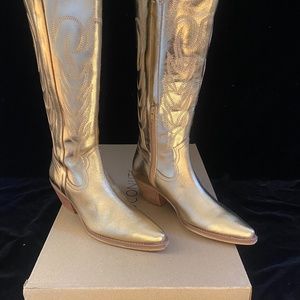 Metallic Gold Cowboy Boots --New in Box